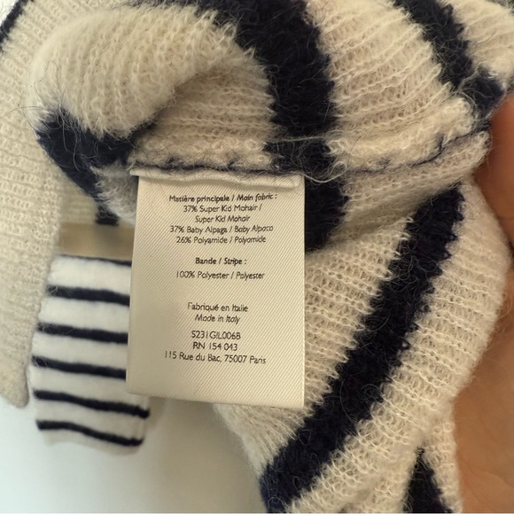 Sezane Gaspard Cardigan Ecru and Navy Striped XS - Picture 7 of 8